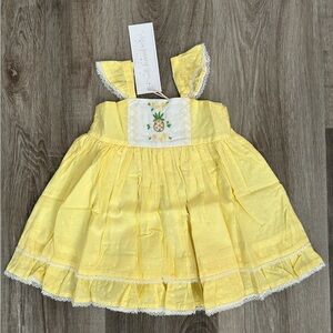 Well Dressed Wolf Girls Yellow Pineapple Dress, Sz 12 month. Brand New with Tags
